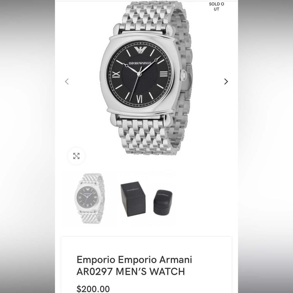 Emporio Armani Stainless Steel Men’s Watch Black Dial